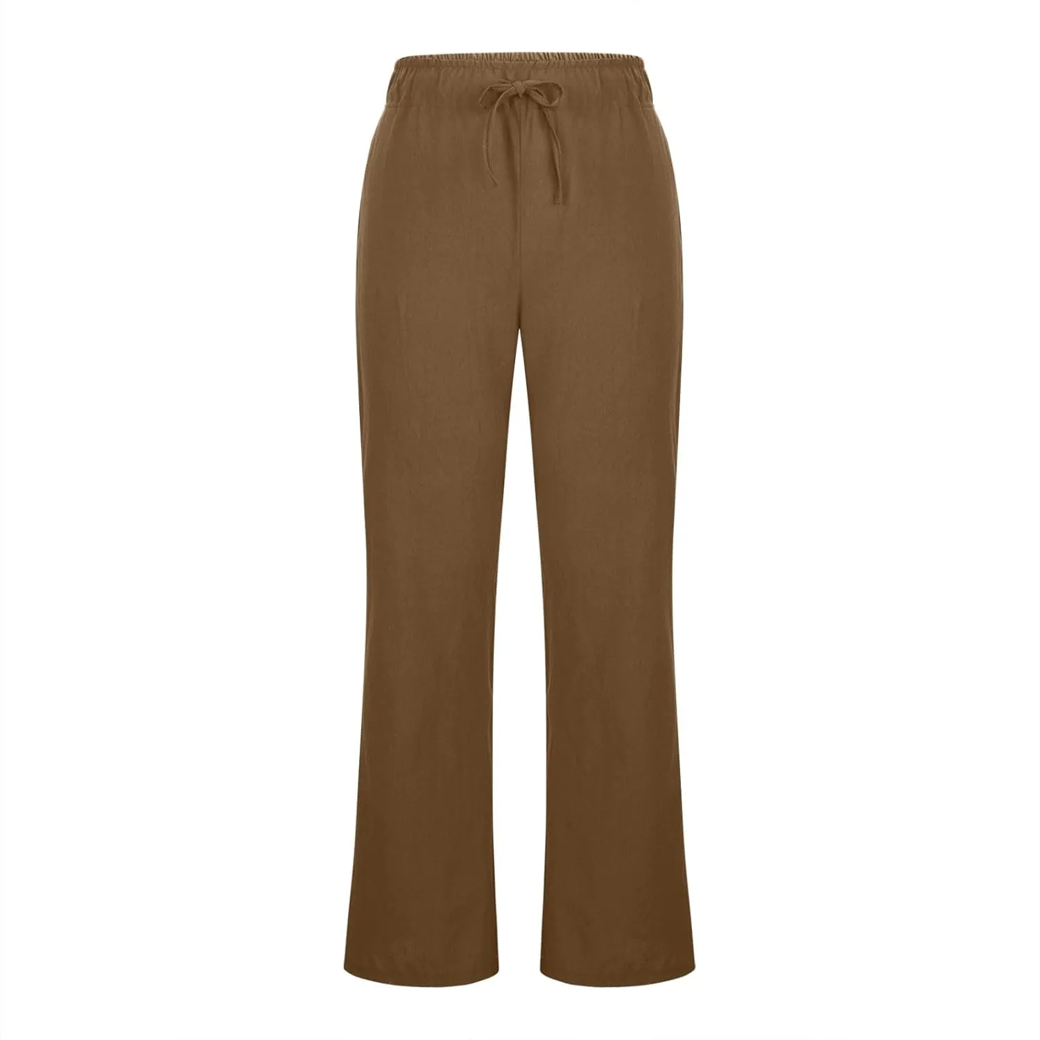 2025 Summer Linen Pants for Women Lounge Drawstring High Waist Flowy Trousers Loose Lightweight Beach Wide Leg Bottom