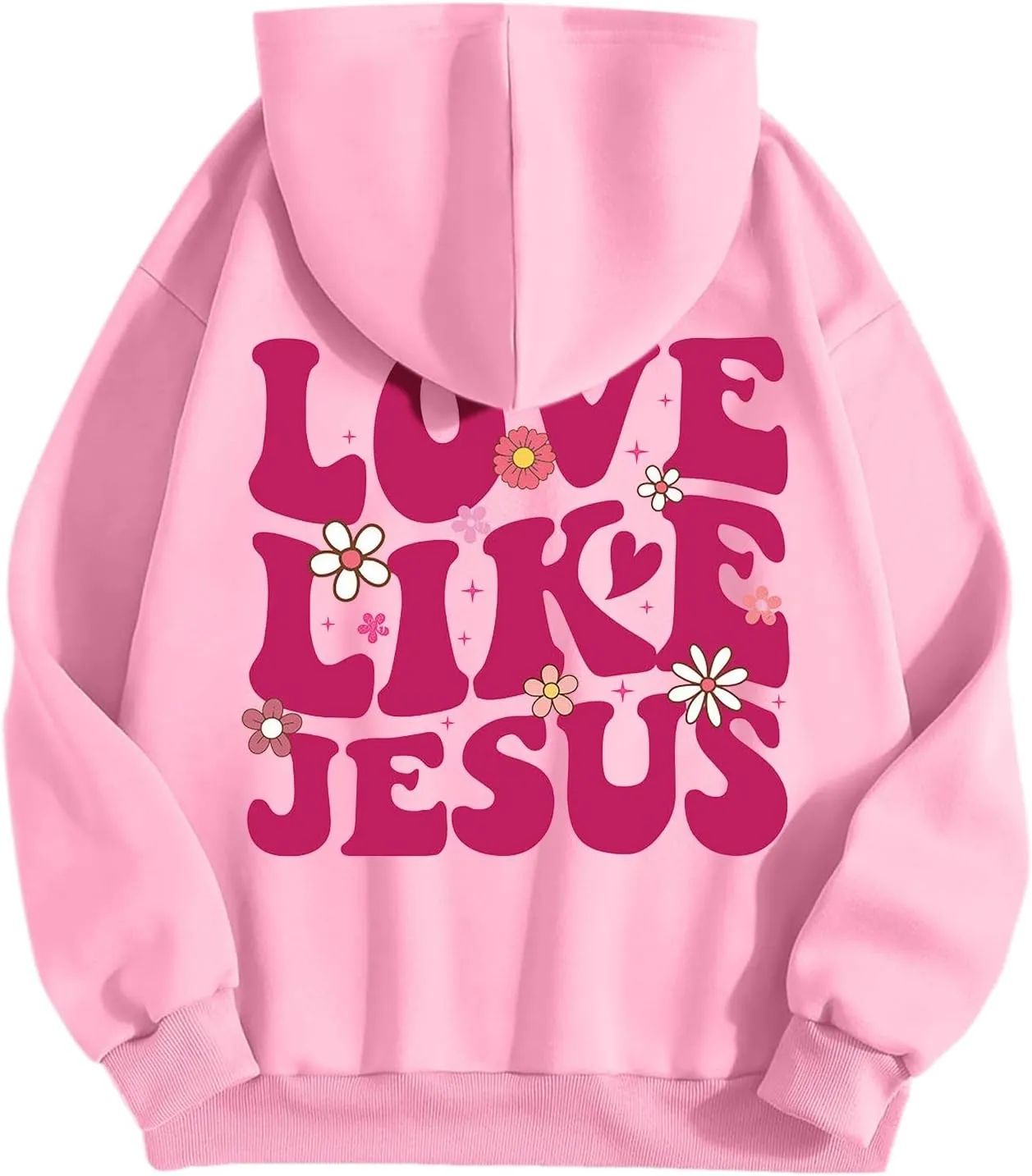 2025 Women Pink Palm Puff Hoodie Cute Teen Girls Graphic Hoodies Pullover Sweatshirts Y2k Preppy Oversized Sweatshirt