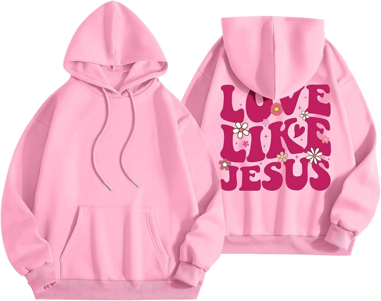 2025 Women Pink Palm Puff Hoodie Cute Teen Girls Graphic Hoodies Pullover Sweatshirts Y2k Preppy Oversized Sweatshirt