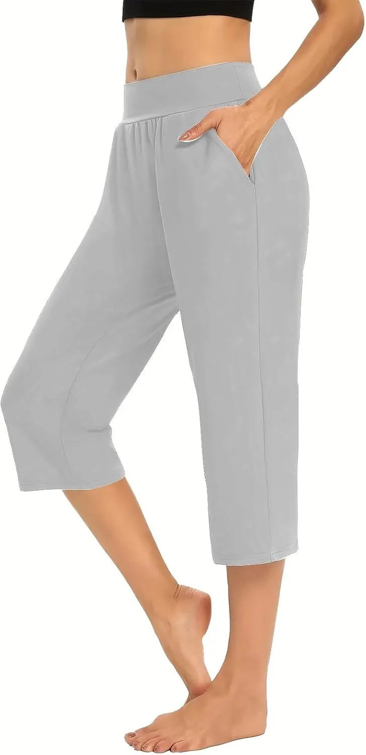 Active Capri Pants for Women Joggers Stretch Lightweight Womens Casual Pant Capri with Drawstring