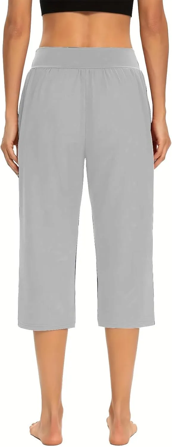 Active Capri Pants for Women Joggers Stretch Lightweight Womens Casual Pant Capri with Drawstring
