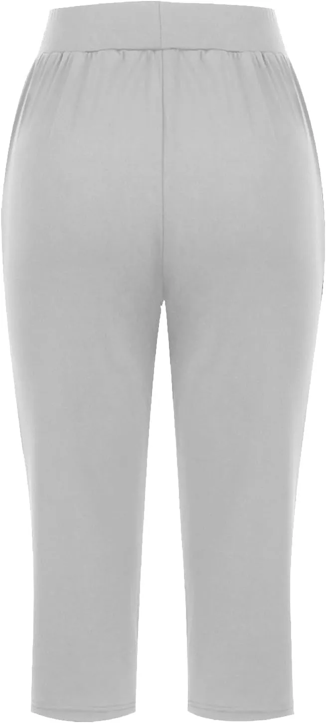 Active Capri Pants for Women Joggers Stretch Lightweight Womens Casual Pant Capri with Drawstring