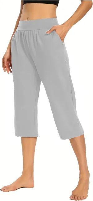 Active Capri Pants for Women Joggers Stretch Lightweight Womens Casual Pant Capri with Drawstring
