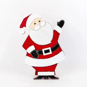 Adams & Co. - Wood Cutout Christmas Santa on Stand, 12"