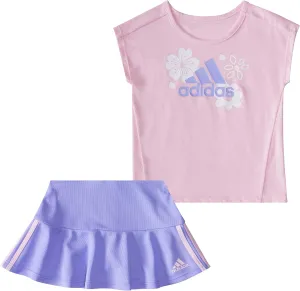 adidas girls 2 Piece 3-stripe Ruffle Skort Set