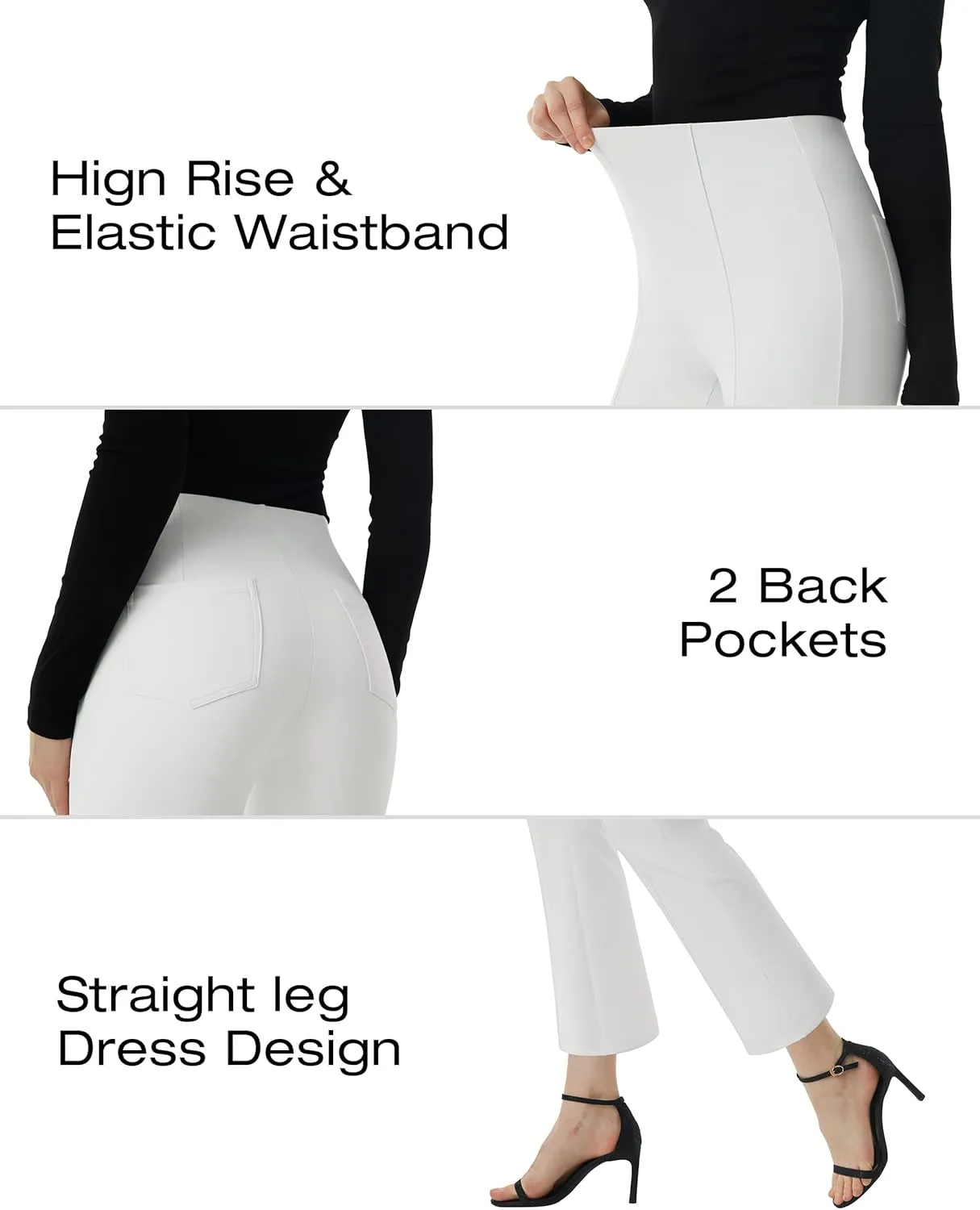 AFITNE Women's Yoga Dress Pants with Pockets Stretchy Pull On High Waisted Cropped Pants Work Casual Ankle Pants