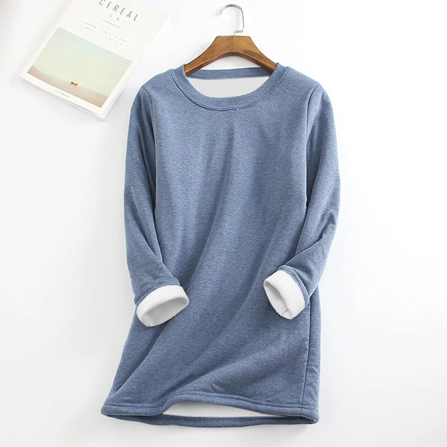 aihihe Women's Winter Warm Fleece Sherpa Lined Sweatshirts Plus Size Crewneck Casual Fluffy Loungewear Thermal Pullover
