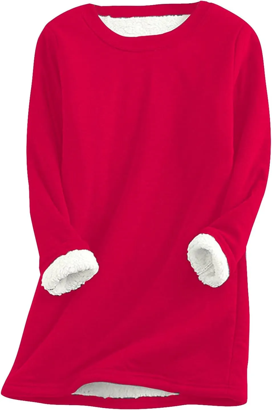 aihihe Women's Winter Warm Fleece Sherpa Lined Sweatshirts Plus Size Crewneck Casual Fluffy Loungewear Thermal Pullover