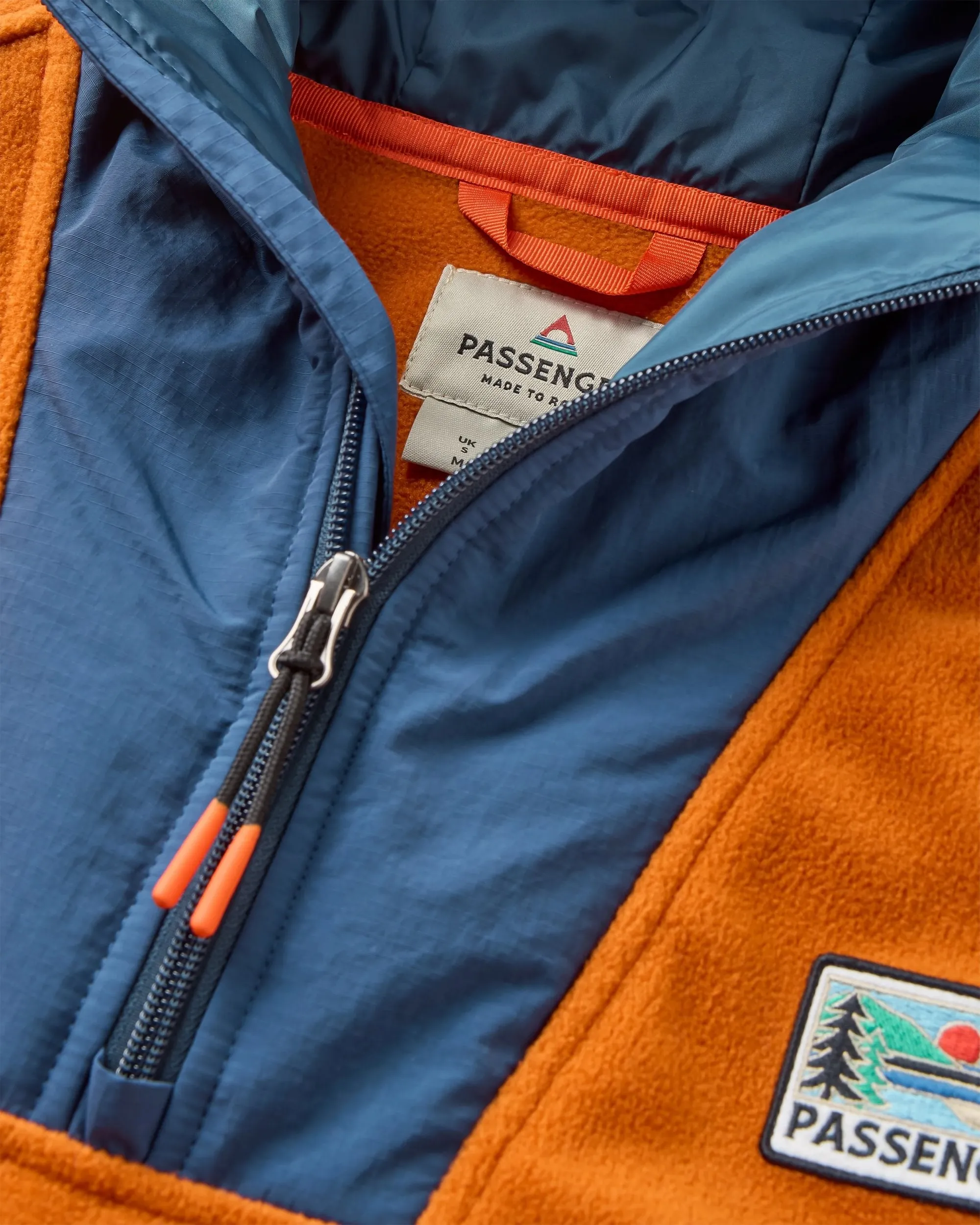 Alexander Recycled Hooded Polar Fleece - Dark Denim/Sunset Orange