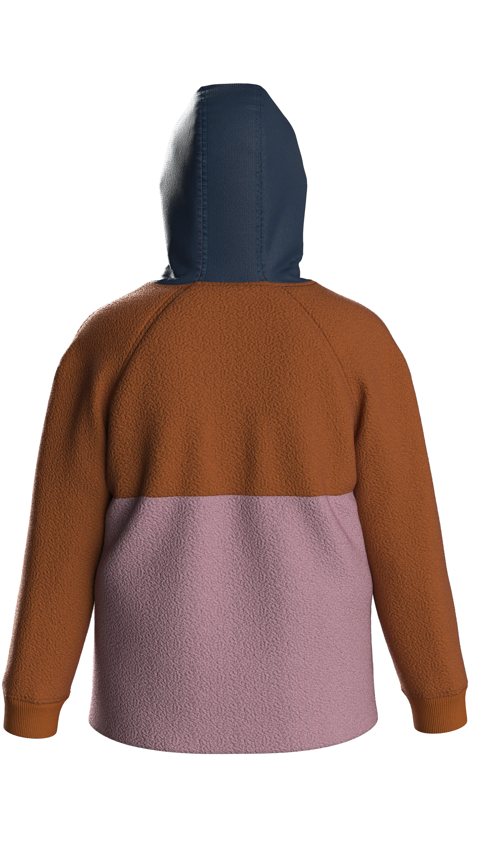 Alexander Recycled Hooded Polar Fleece - Dark Denim/Sunset Orange