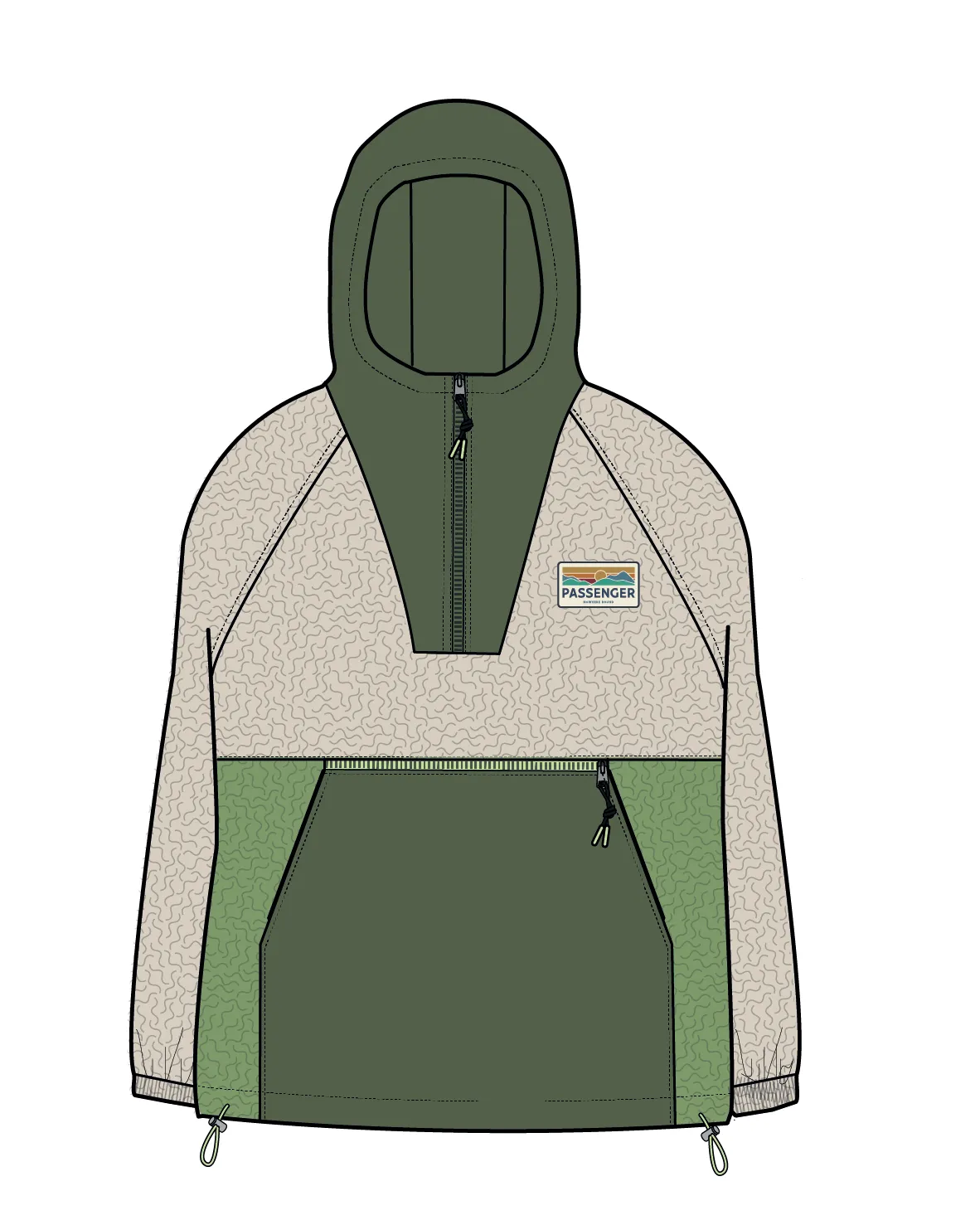 Alexander Recycled Hooded Polar Fleece - Feather/Wild Green