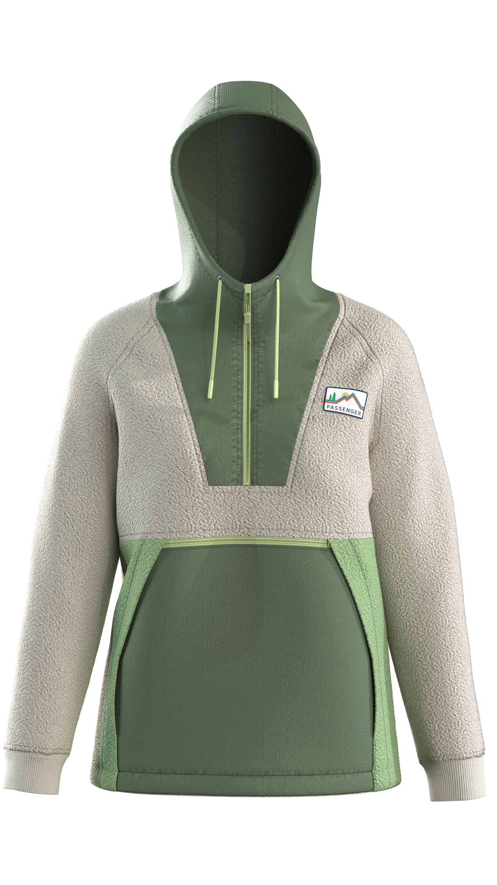 Alexander Recycled Hooded Polar Fleece - Feather/Wild Green