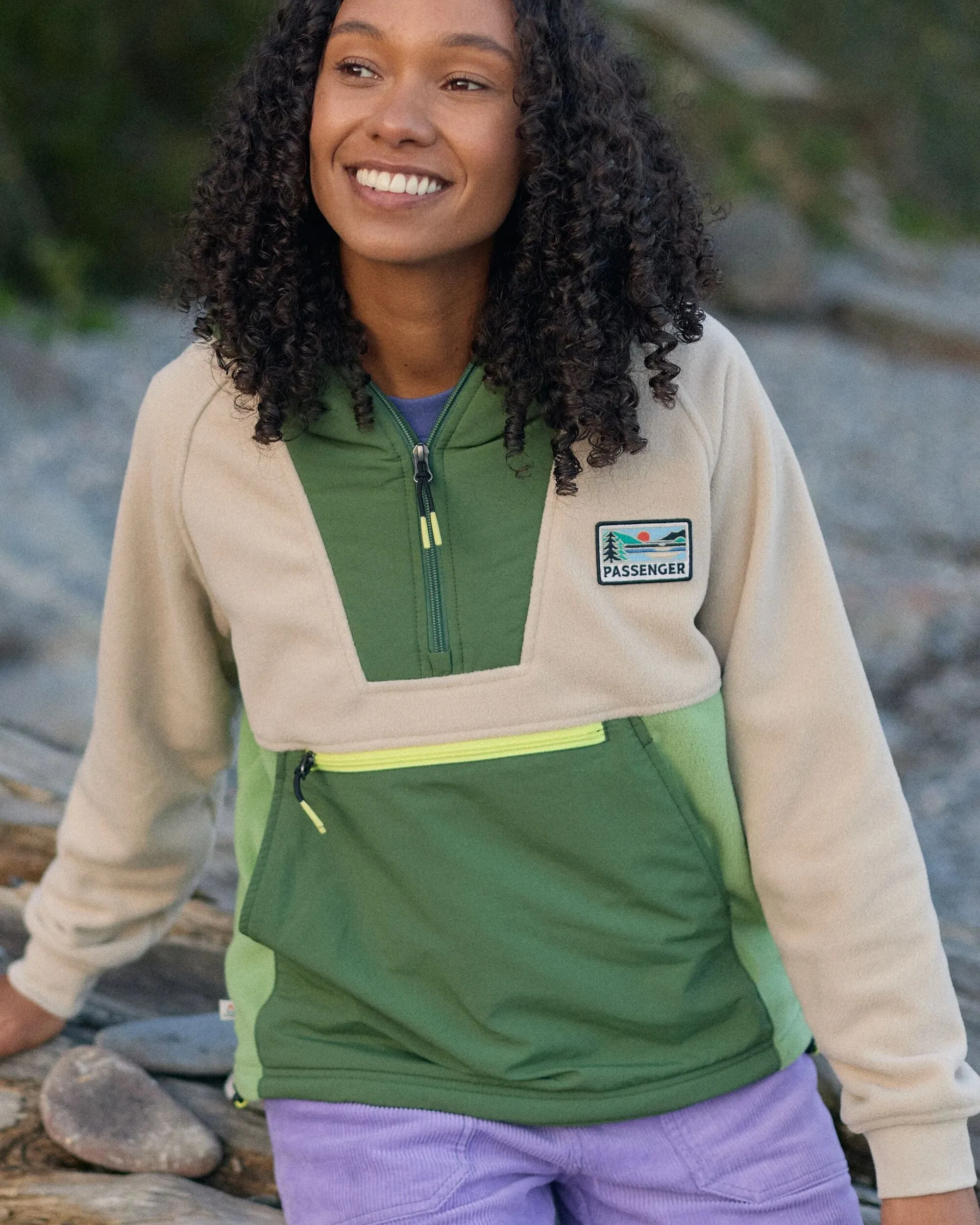 Alexander Recycled Hooded Polar Fleece - Feather/Wild Green
