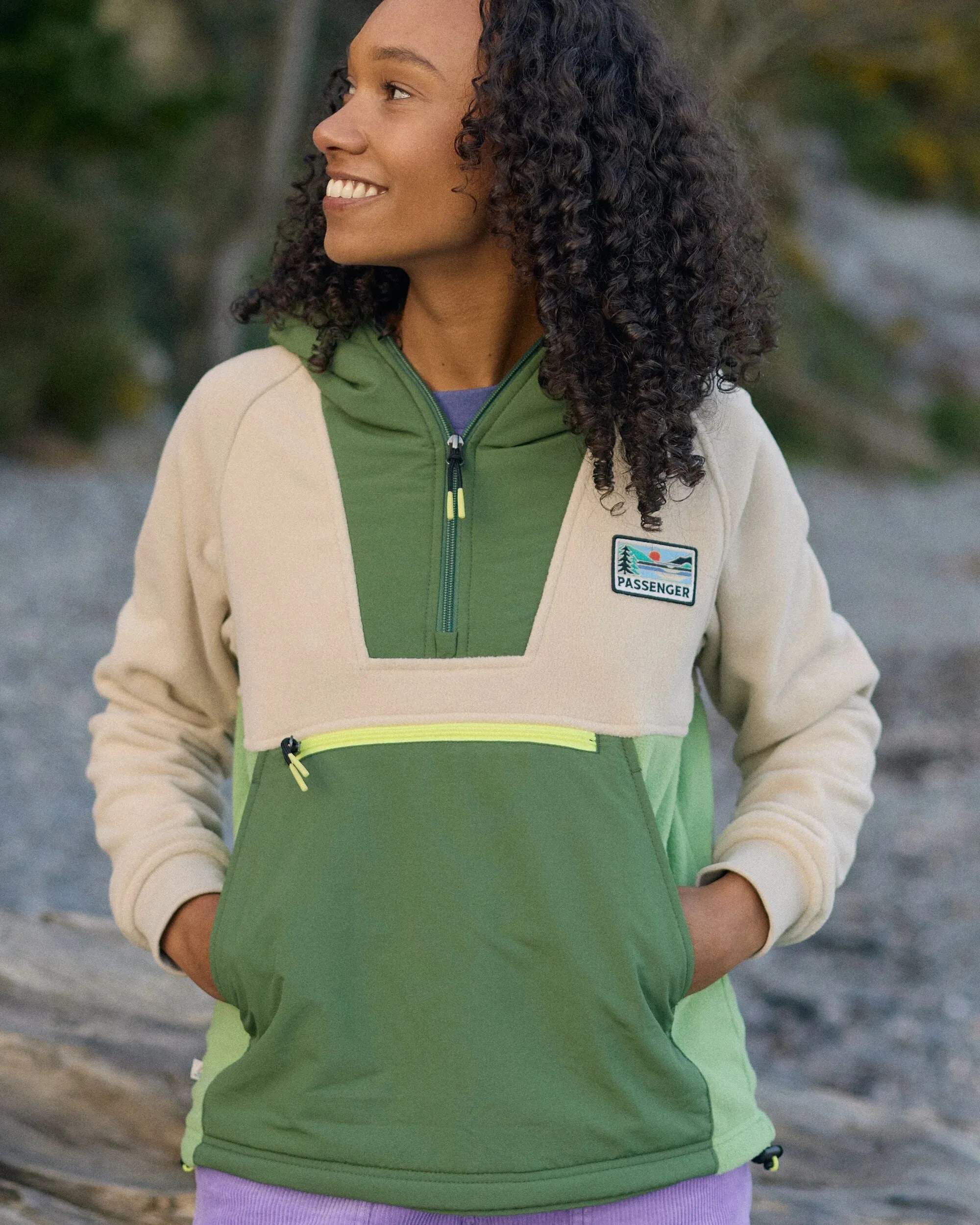 Alexander Recycled Hooded Polar Fleece - Feather/Wild Green
