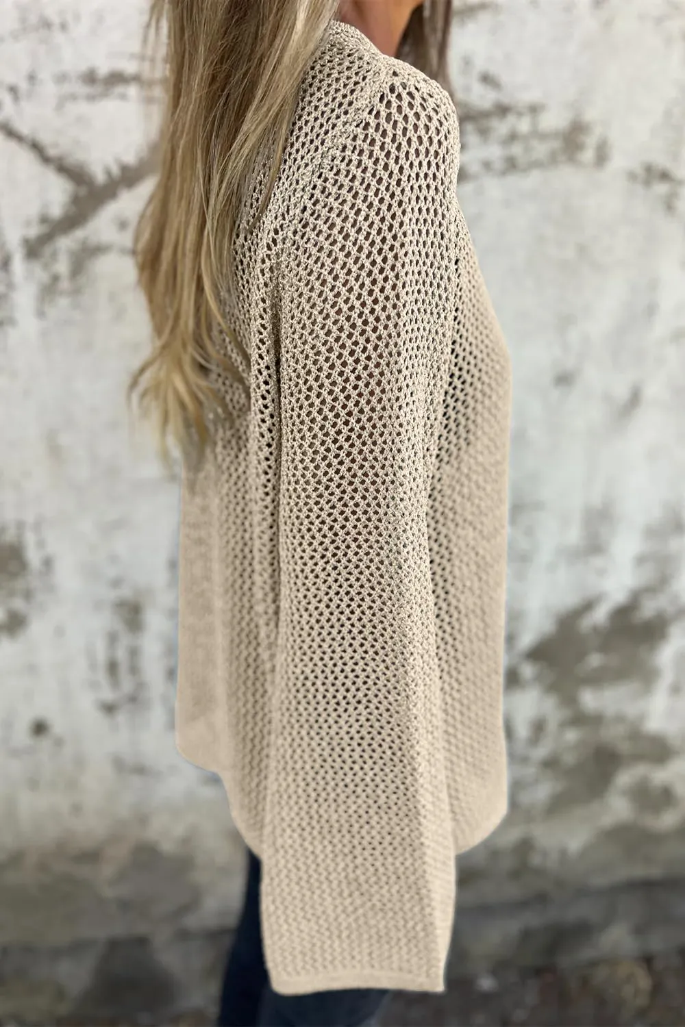 Allimy Womens Hollow Out Loose Metallic Knits Crewneck Long Sleeve Sweater Pullover Outerwear