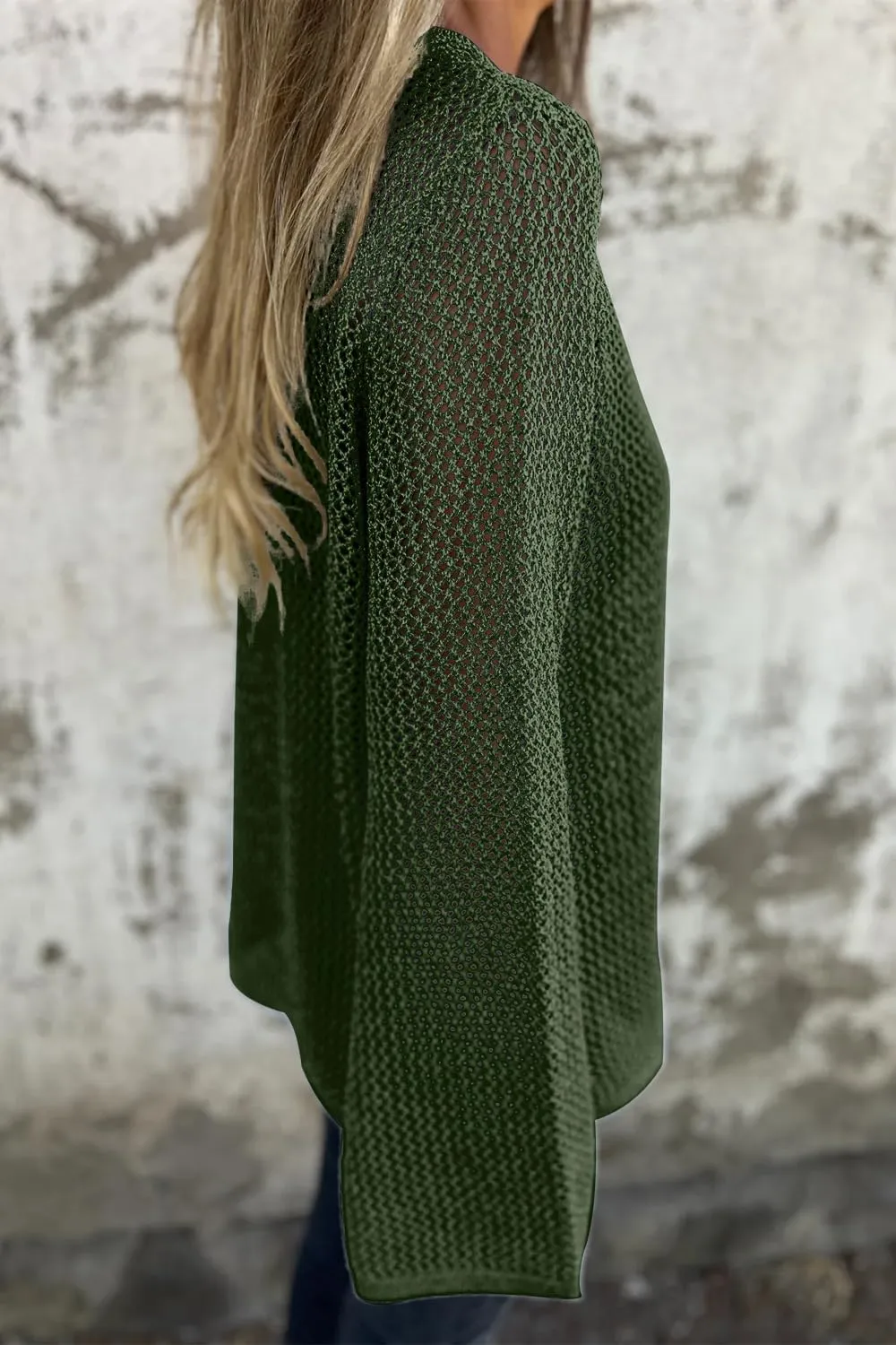 Allimy Womens Hollow Out Loose Metallic Knits Crewneck Long Sleeve Sweater Pullover Outerwear