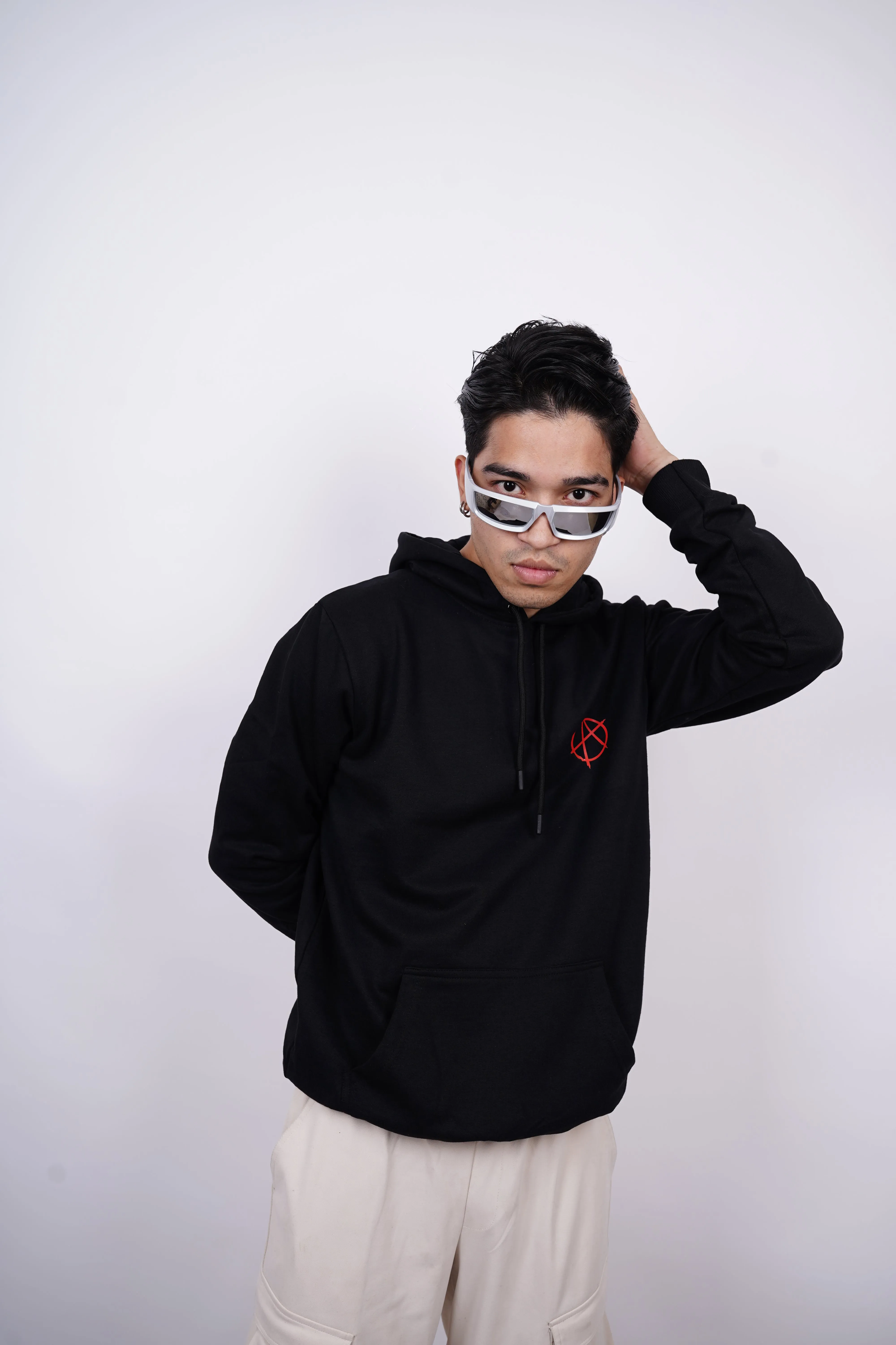 Alpha Relaxed Fit Black Hoodie For Men By DemonWear