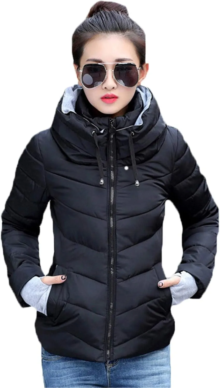 Andongnywell Womem's Stand Collar Packable Short Down Jackets Winter Downs Padded Overcoats Outwears