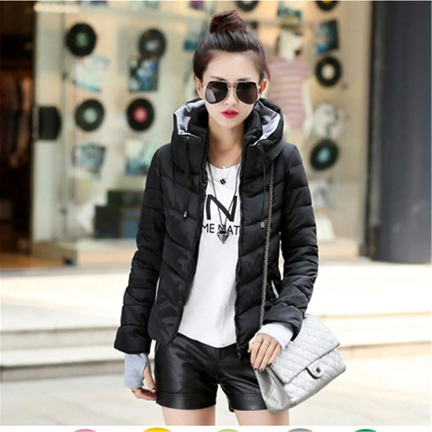Andongnywell Womem's Stand Collar Packable Short Down Jackets Winter Downs Padded Overcoats Outwears