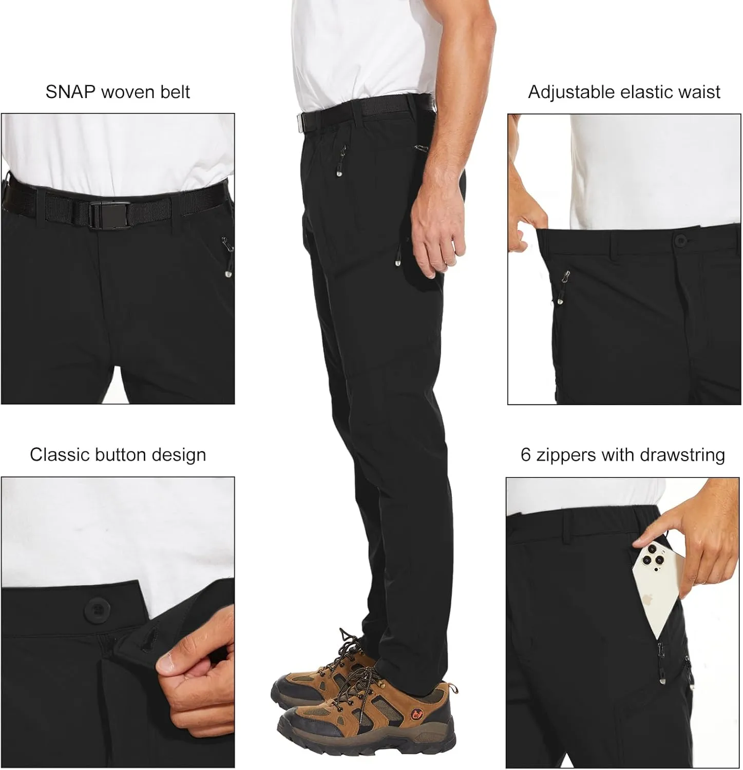 Arunlluta Hiking Pants for Men, Hiking Travel Pants Water-Resistant Mens Work Pants Stretch Quick Dry Lightweight