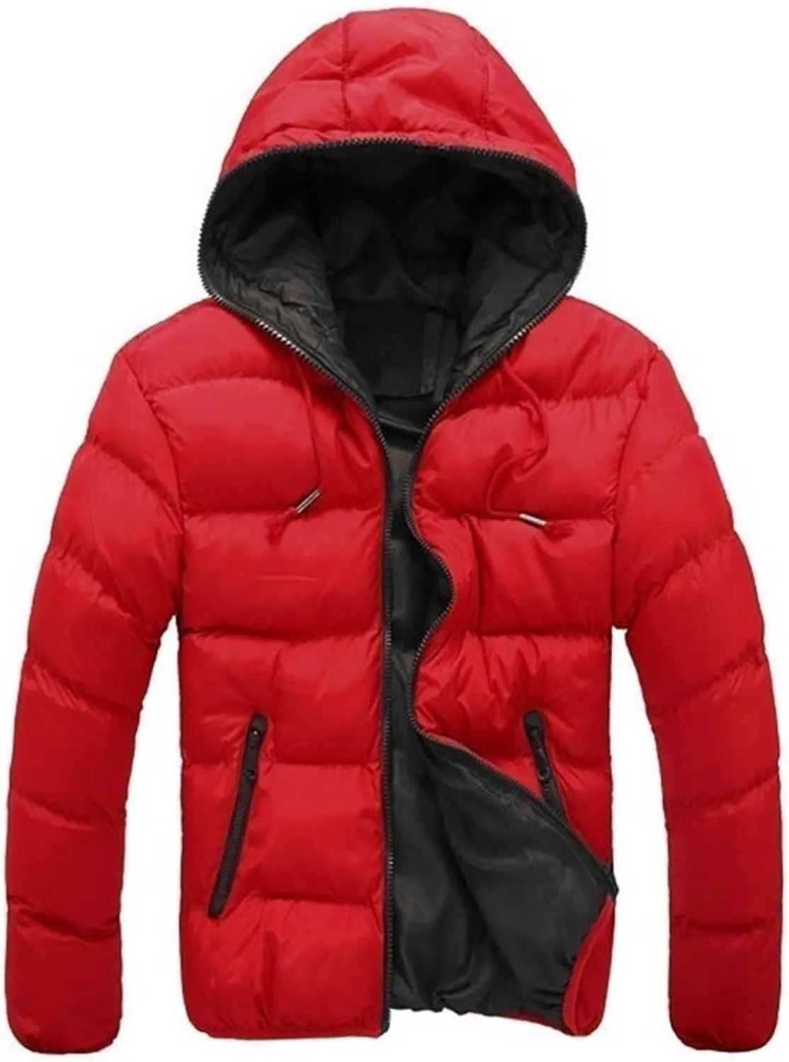 AYGJKIE Mens Cotton Padded Quilted Jacket Coat with Hood Outdoor Warm Thick Coats