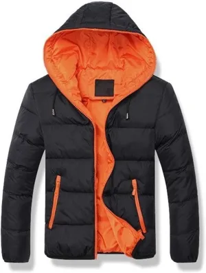 AYGJKIE Mens Cotton Padded Quilted Jacket Coat with Hood Outdoor Warm Thick Coats