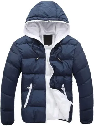 AYGJKIE Mens Cotton Padded Quilted Jacket Coat with Hood Outdoor Warm Thick Coats