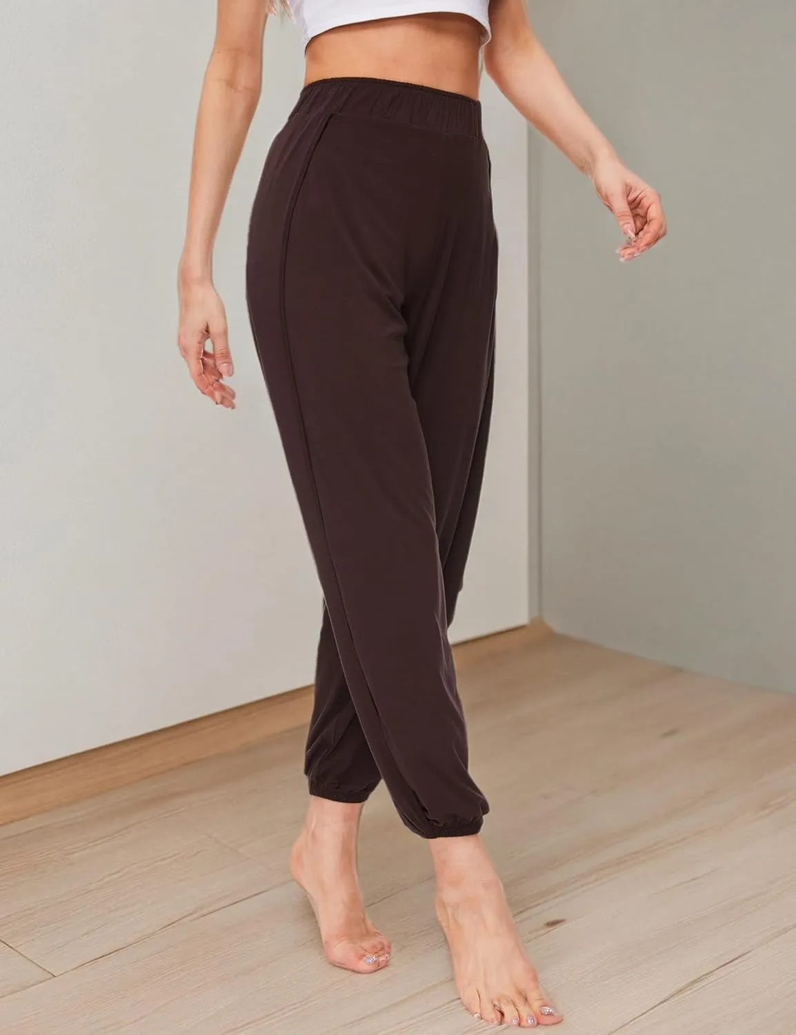 Bamboo Viscose Flowy Pants for Women Yoga Side Slit Pants