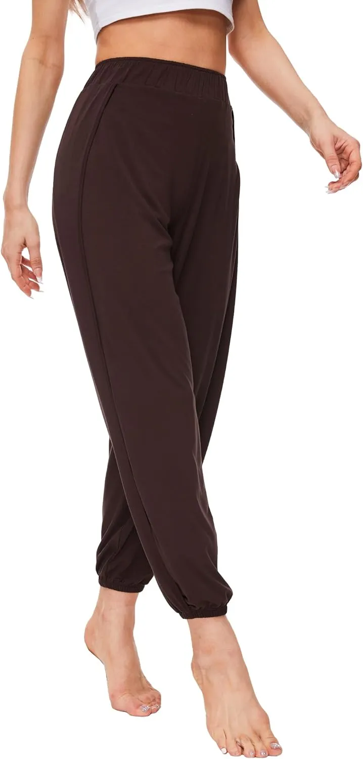 Bamboo Viscose Flowy Pants for Women Yoga Side Slit Pants