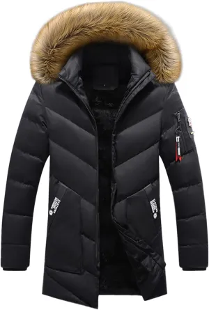 BIFUTON Puffer Jacket Men,Men's Down Jackets & Parkas Fashion Warm Sherpa Fleece Lined Winter Ski Jacket with Detachable Hood