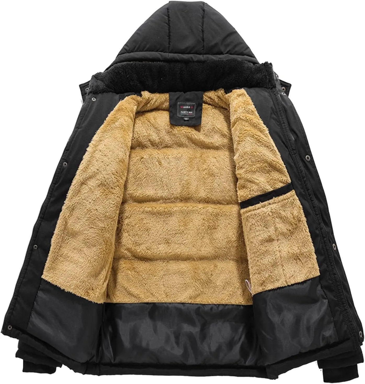 BIFUTON Puffer Jacket Men,Men's Down Jackets & Parkas Fashion Warm Sherpa Fleece Lined Winter Ski Jacket with Detachable Hood