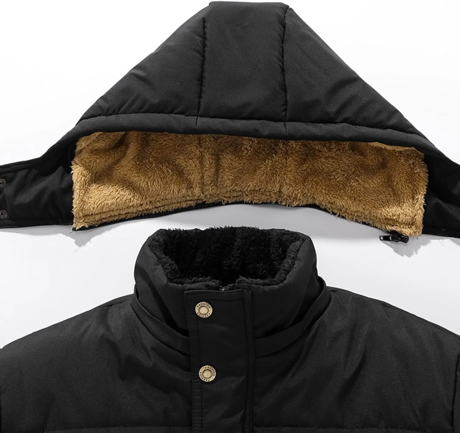 BIFUTON Puffer Jacket Men,Men's Down Jackets & Parkas Fashion Warm Sherpa Fleece Lined Winter Ski Jacket with Detachable Hood