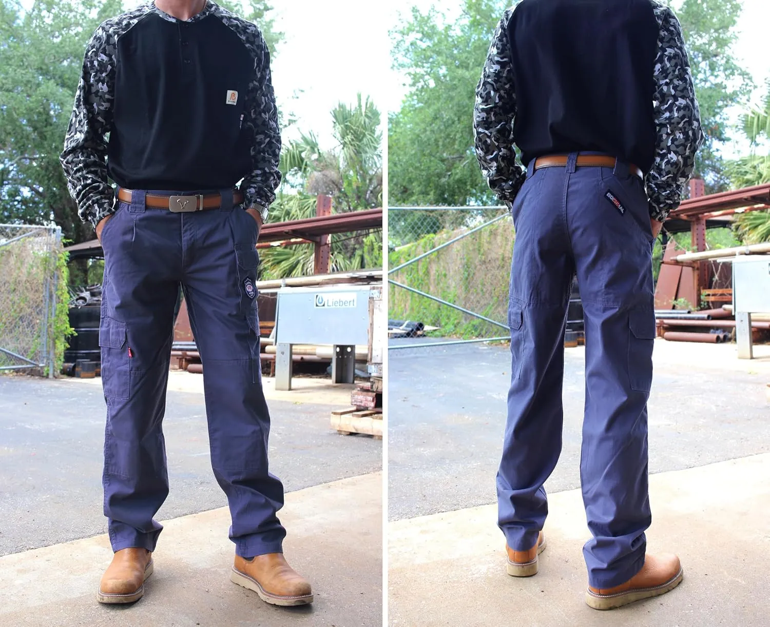 BOCOMAL Men's FR Cargo Pants Flame Resistant Pants Midweight 7.5oz (7 Pockets) Multi-Pockets FR Pants