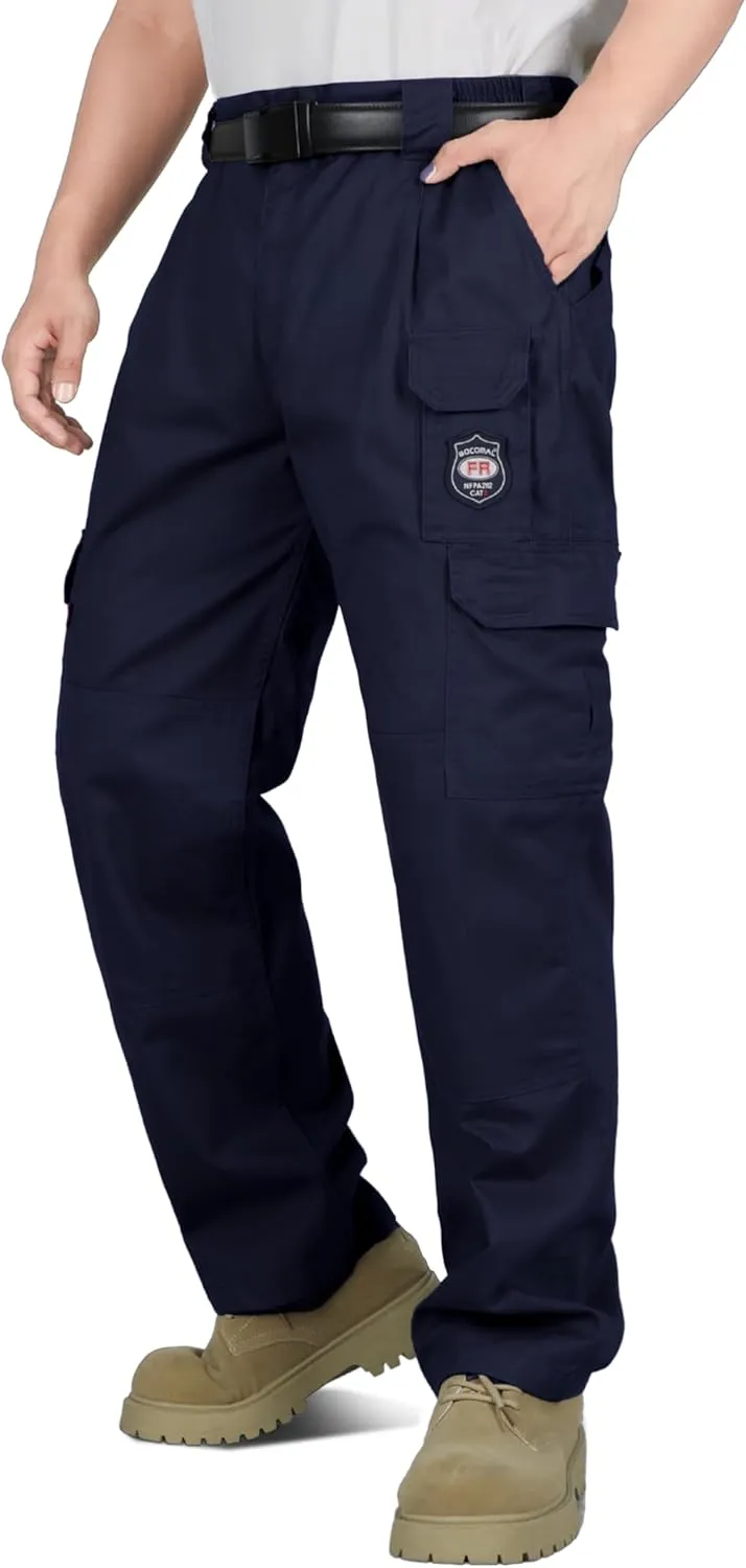 BOCOMAL Men's FR Cargo Pants Flame Resistant Pants Midweight 7.5oz (7 Pockets) Multi-Pockets FR Pants