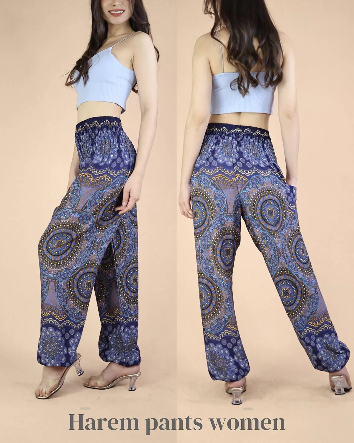 Boho Pants | Harem Pants Women with Pockets | Soft & Breathable Flowy Pajamas | Soft Yoga Pants| Hippie Clothes for Women
