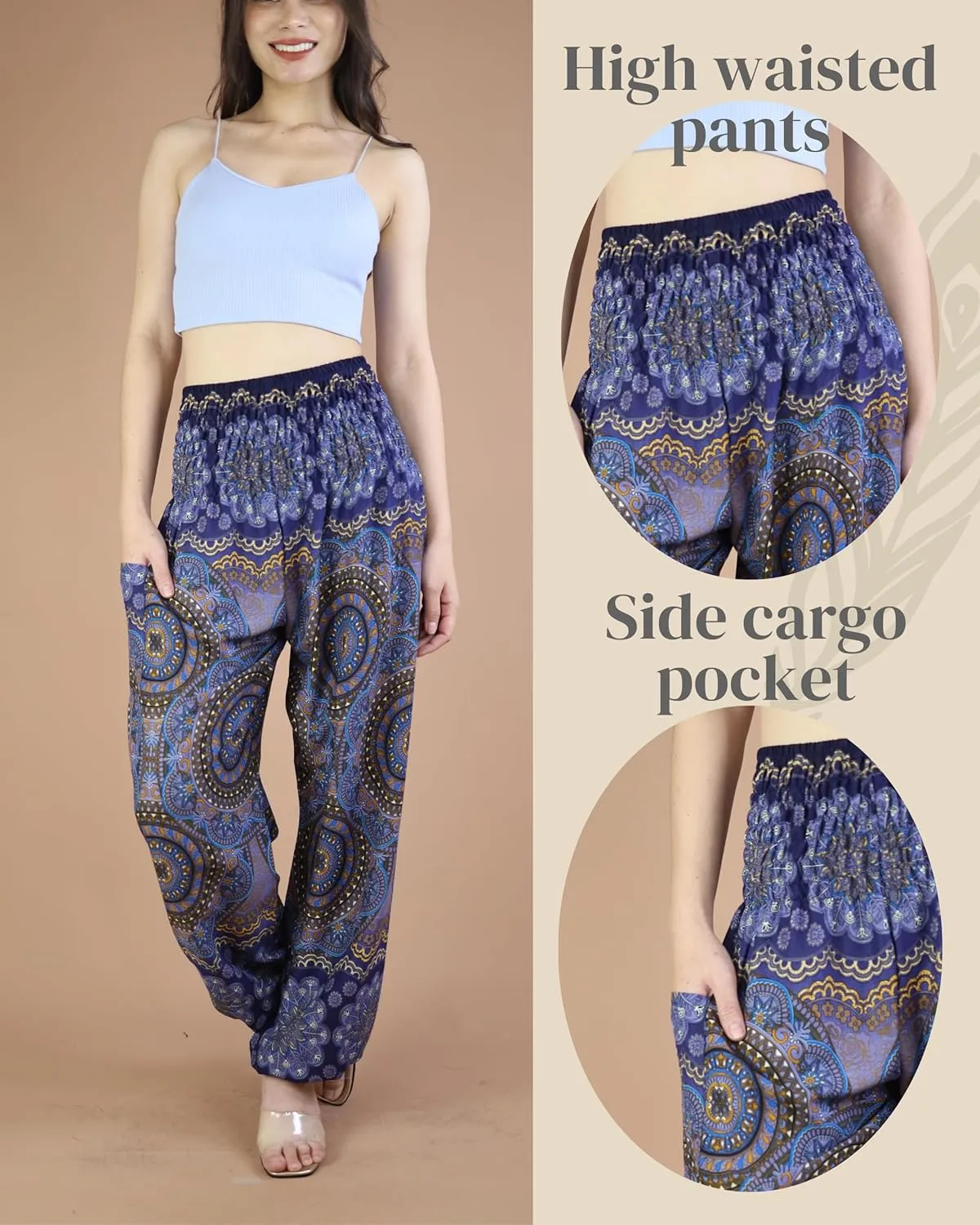 Boho Pants | Harem Pants Women with Pockets | Soft & Breathable Flowy Pajamas | Soft Yoga Pants| Hippie Clothes for Women