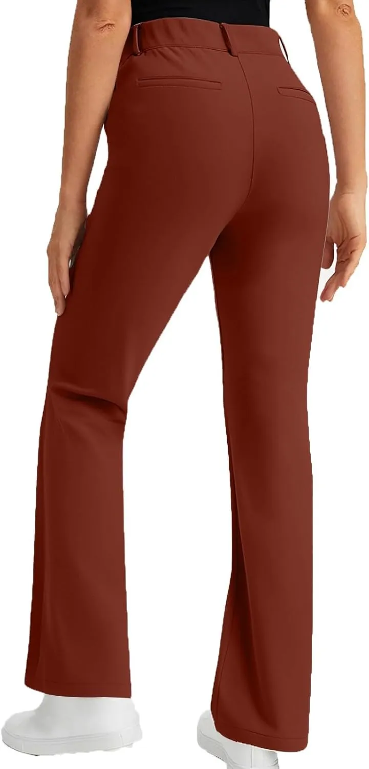 Bootcut Dress Pants for Women Business Casual High Waist Regular Fit Work Pants Elegant Office Trousers with Pockets