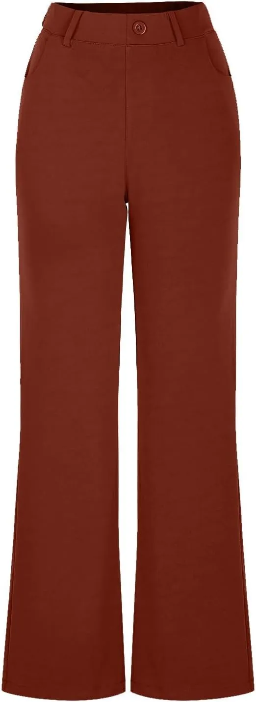 Bootcut Dress Pants for Women Business Casual High Waist Regular Fit Work Pants Elegant Office Trousers with Pockets