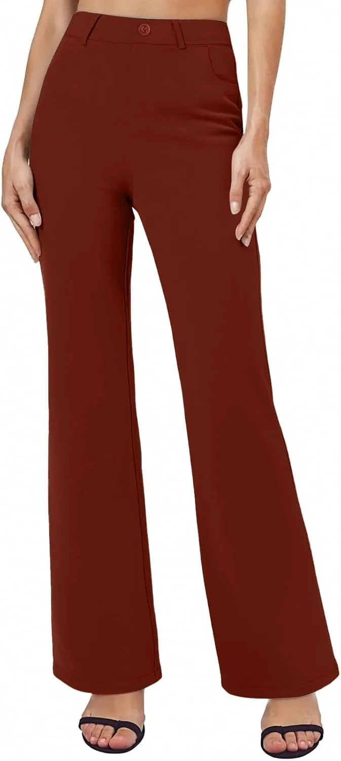 Bootcut Dress Pants for Women Business Casual High Waist Regular Fit Work Pants Elegant Office Trousers with Pockets