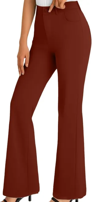 Bootcut Dress Pants for Women Business Casual High Waist Regular Fit Work Pants Elegant Office Trousers with Pockets