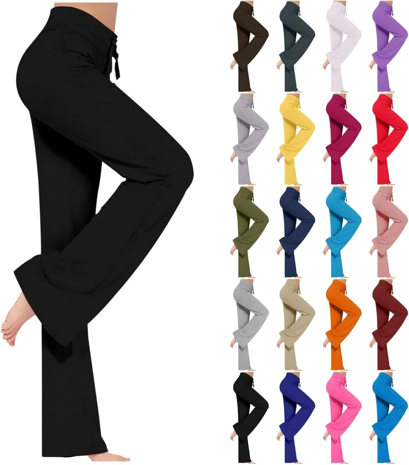 BOXIACEY Wide Leg Yoga Pants for Women - High Waist Tummy Control Loose Pants for Gym & Workout