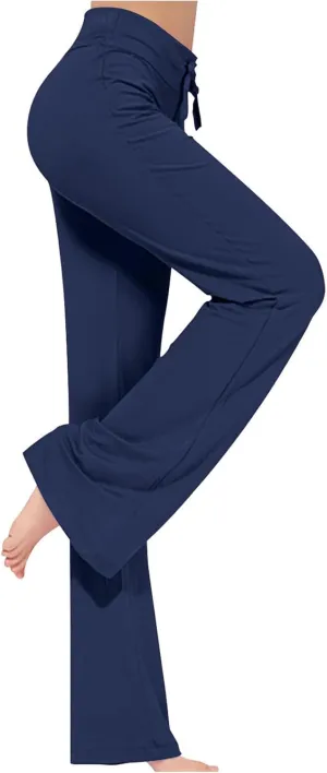 BOXIACEY Wide Leg Yoga Pants for Women - High Waist Tummy Control Loose Pants for Gym & Workout