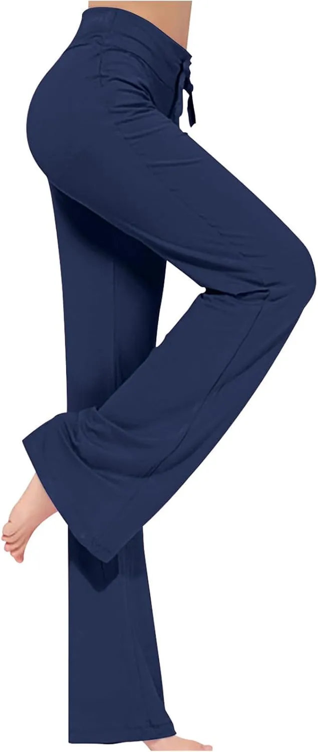 BOXIACEY Wide Leg Yoga Pants for Women - High Waist Tummy Control Loose Pants for Gym & Workout