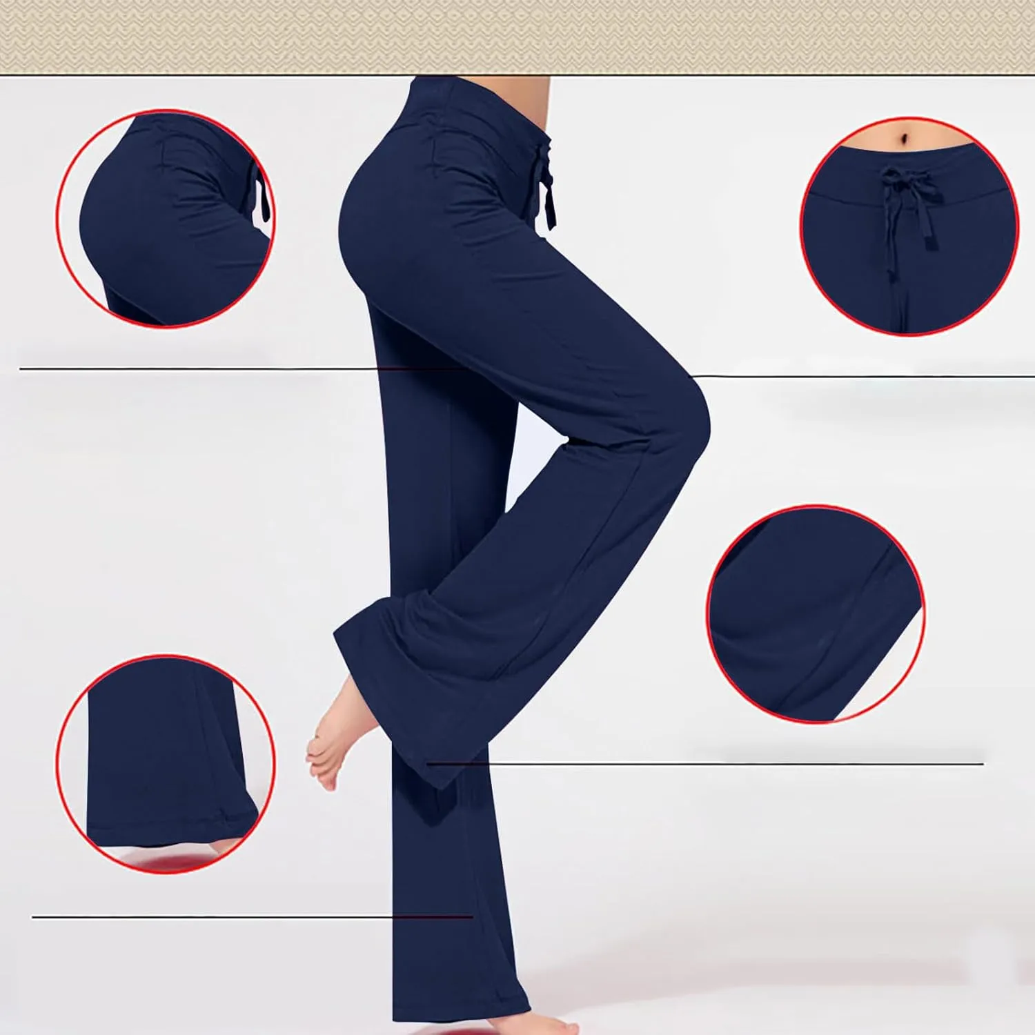 BOXIACEY Wide Leg Yoga Pants for Women - High Waist Tummy Control Loose Pants for Gym & Workout