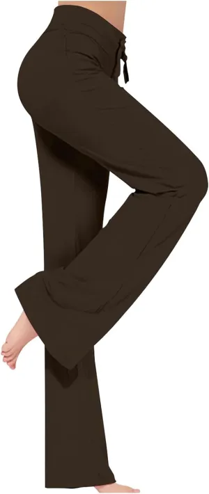 BOXIACEY Wide Leg Yoga Pants for Women - High Waist Tummy Control Loose Pants for Gym & Workout