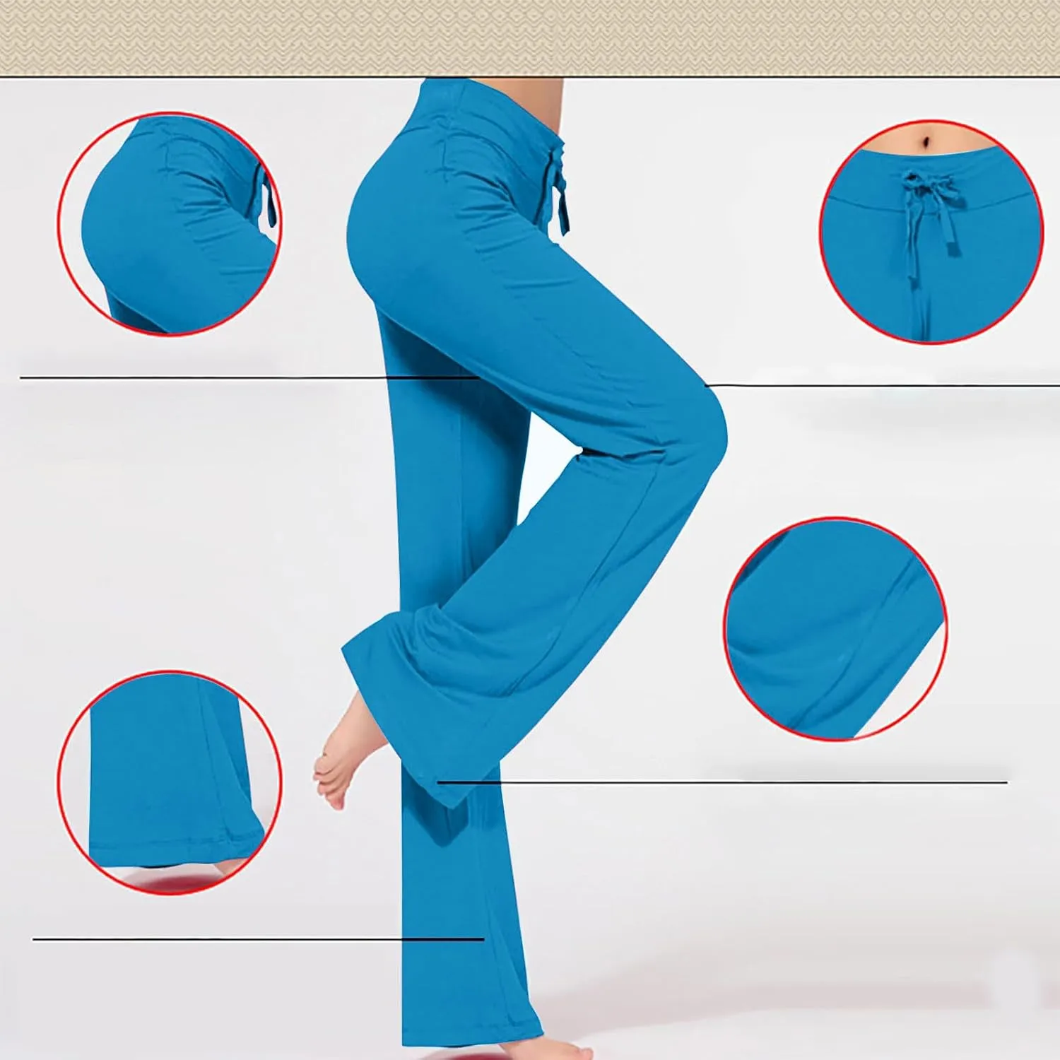 BOXIACEY Wide Leg Yoga Pants for Women - High Waist Tummy Control Loose Pants for Gym & Workout