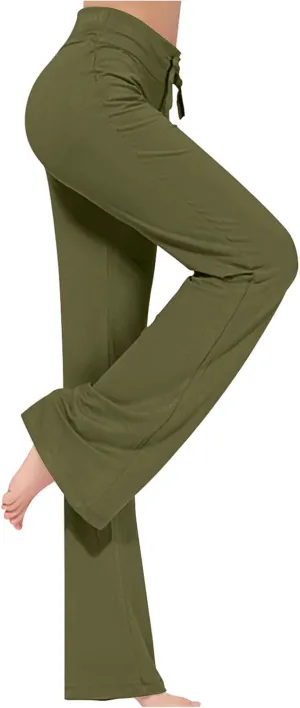 BOXIACEY Wide Leg Yoga Pants for Women - High Waist Tummy Control Loose Pants for Gym & Workout
