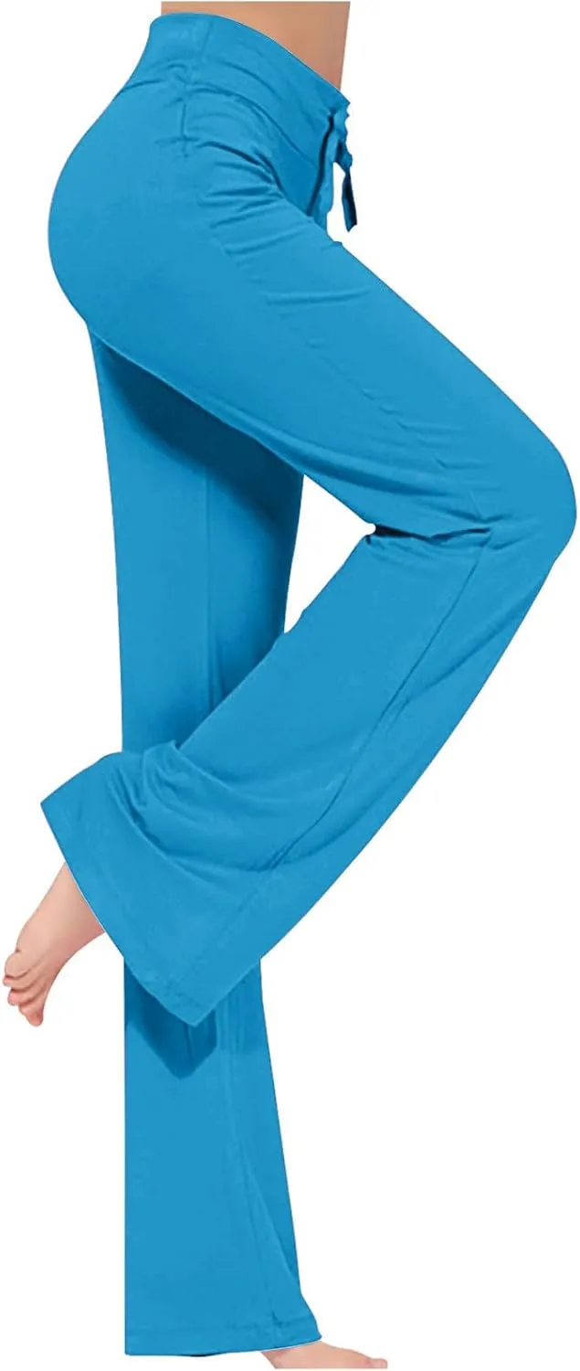BOXIACEY Wide Leg Yoga Pants for Women - High Waist Tummy Control Loose Pants for Gym & Workout