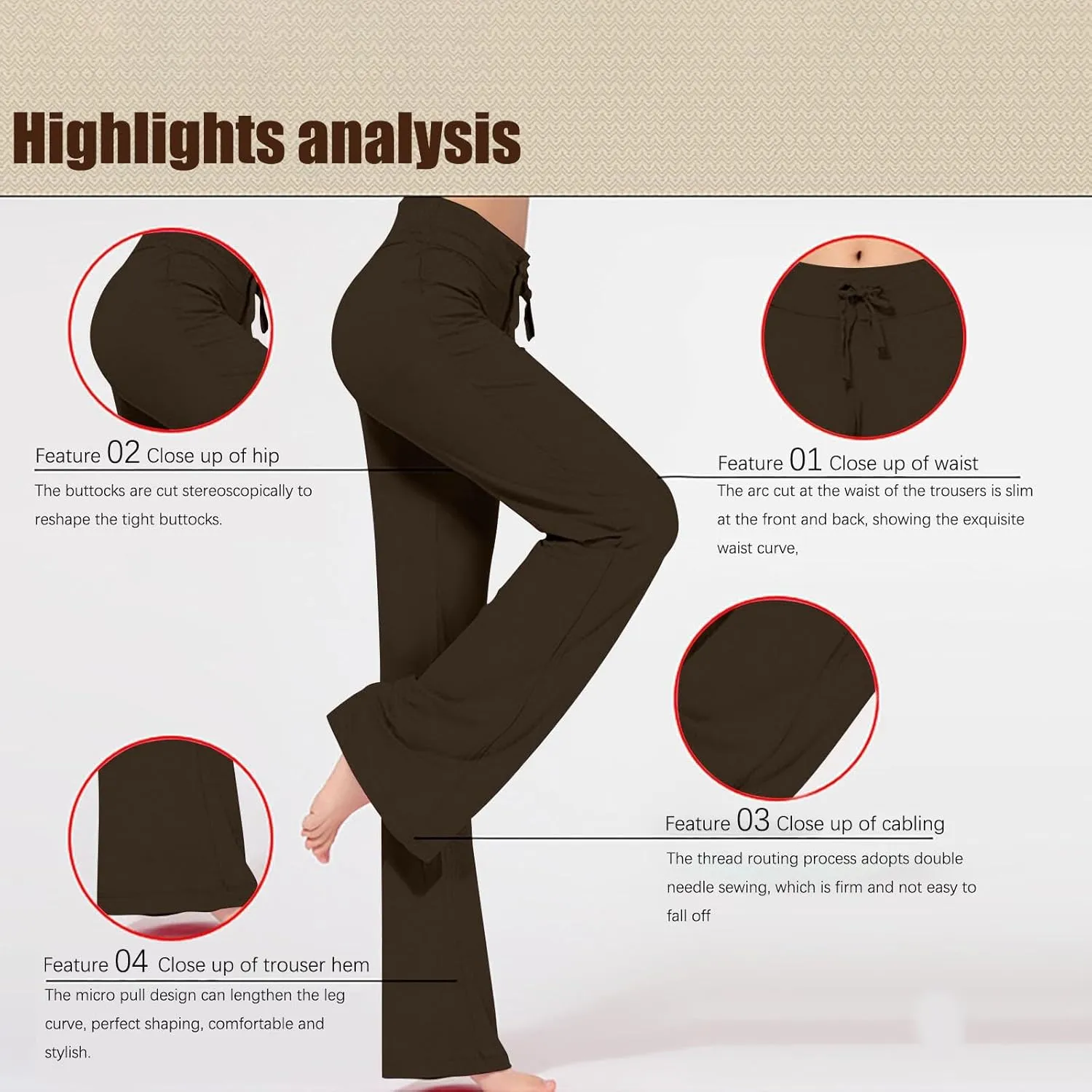 BOXIACEY Wide Leg Yoga Pants for Women - High Waist Tummy Control Loose Pants for Gym & Workout
