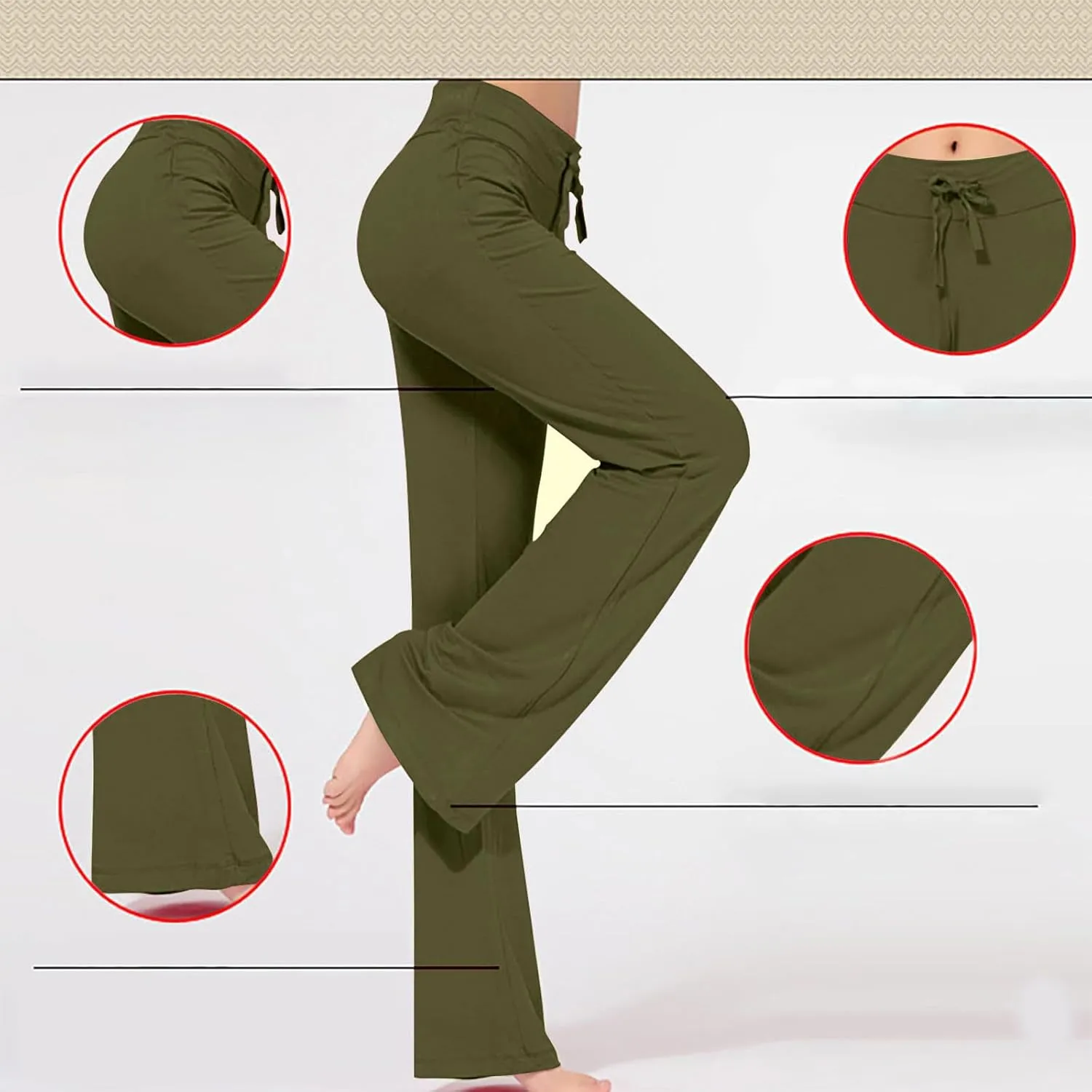 BOXIACEY Wide Leg Yoga Pants for Women - High Waist Tummy Control Loose Pants for Gym & Workout